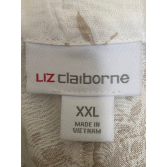 Liz Claiborne Linen & Cotton mix media casual floral pants pullon flat front 2XL - Picture 5 of 8